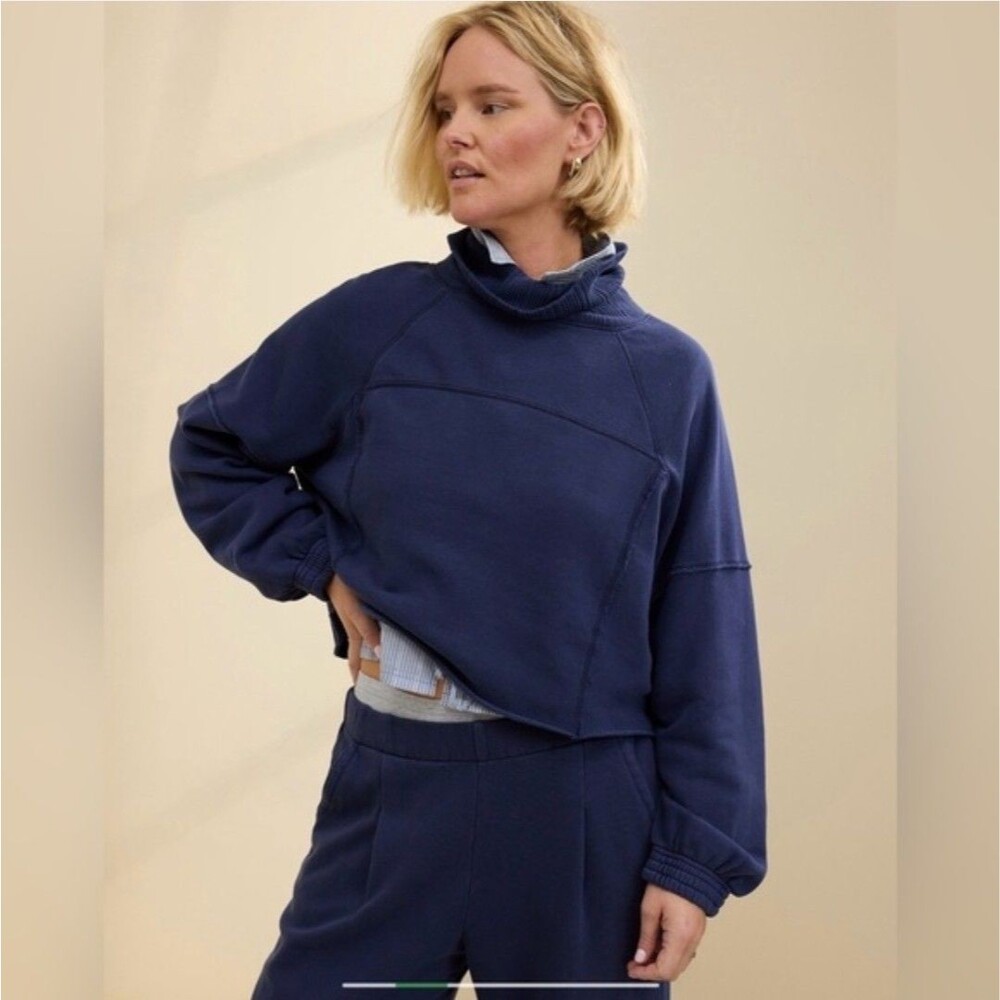 Aerie New Heights Cropped Turtleneck Sweatshirt Soft Lounge Casual Cozy Size XL